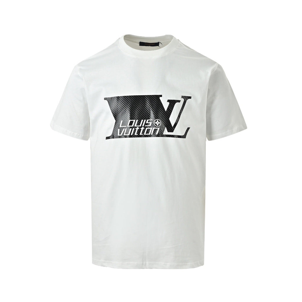 Carbon fiber logo print short-sleeved shirt