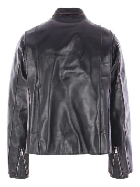 sacai snap-fastening leather jacket