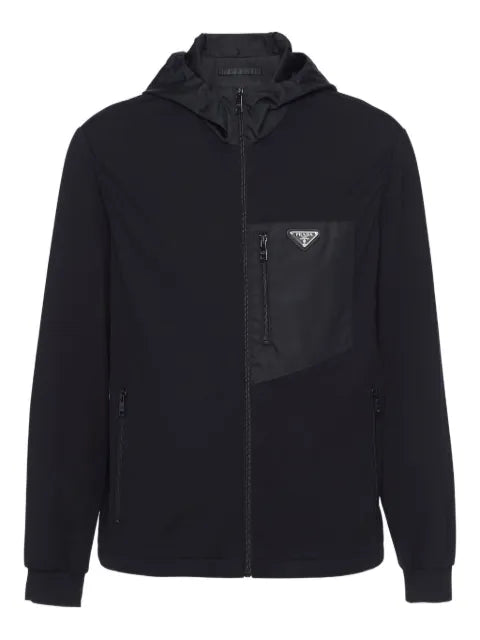 Prada logo-plaque zip-up hoodie