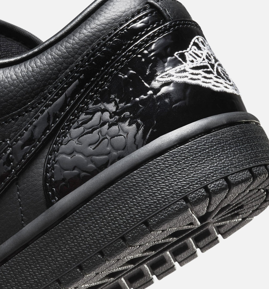 Air Jordan 1 Low Patent Elephant Women's Lifestyle Shoes - Black / White / Metallic Silver