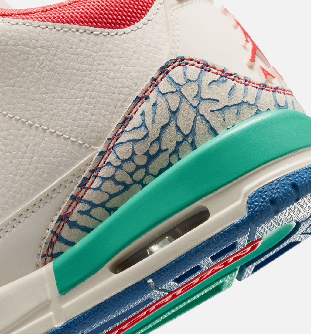 Air Jordan 3 Retro Play Your Way Grade School – Chalk/Track Red/True Blue/Kinetic Green