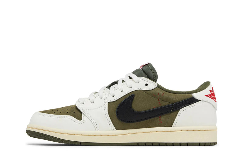 Travis Scott x Air Jordan 1 Low OG SP 'Reverse Olive' – Medium Olive & Sail Cactus Jack Low with Reversed Swoosh