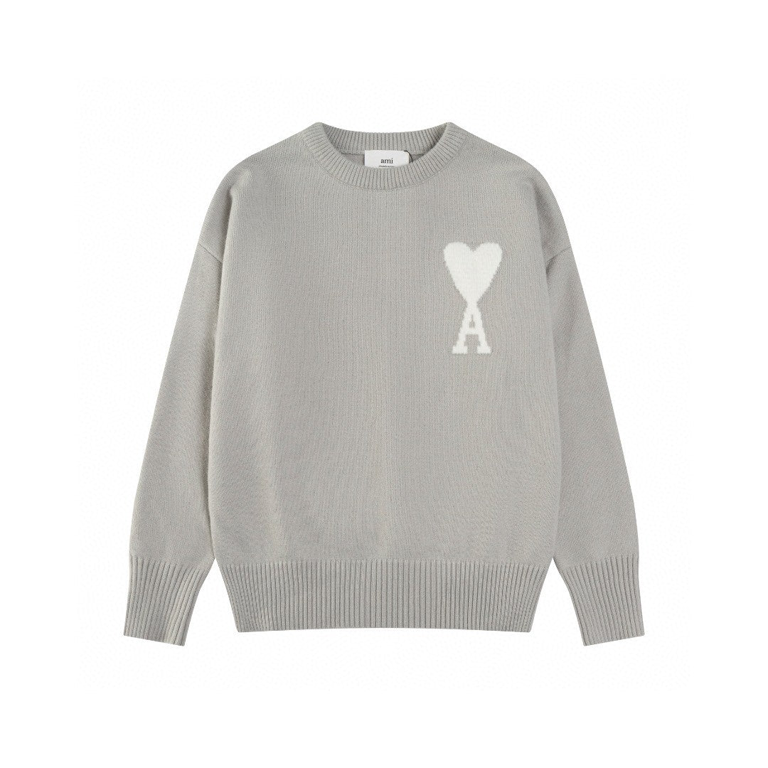 AMI Paris Classic Jacquard Heart Crewneck Sweater – 2025SS
