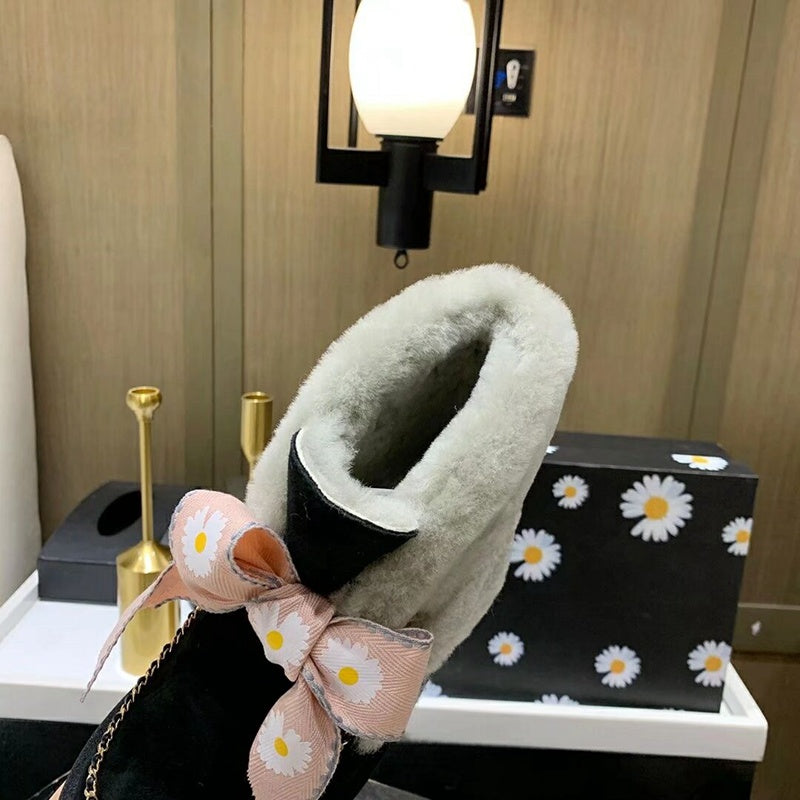 Daisy Chain Ribbon Snow Boot — Black | New Arrival | In Stock