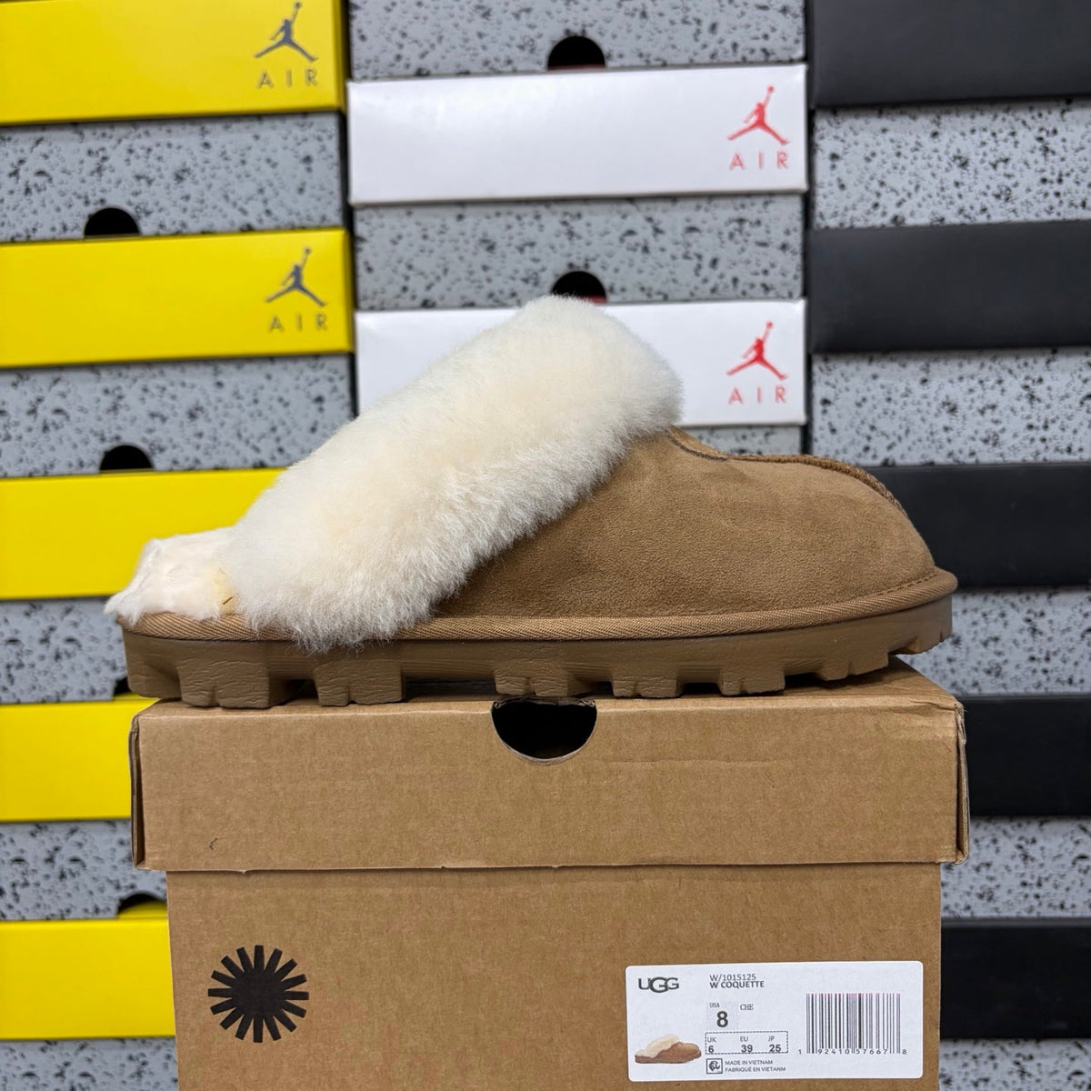 UGG Classic Shearling Clog – Open-Back Suede Mule with Voluminous Cream Shearling Upper on Chestnut Suede Base & Chunky Lug Sole