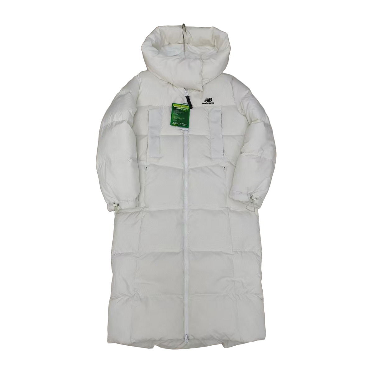 New Balance Hooded Long Puffer Coat | Off White | Insulated