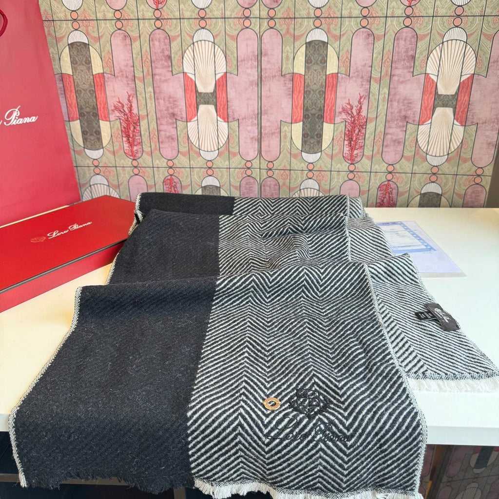 Loro Piana Herringbone Fringe Scarf