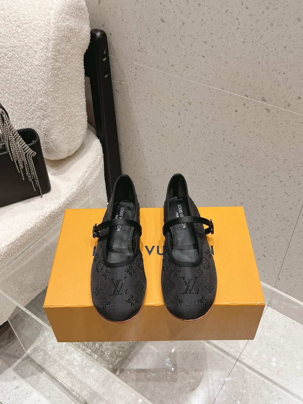 Louis Vuitton Patterned Double-Strap Mary Jane Flats